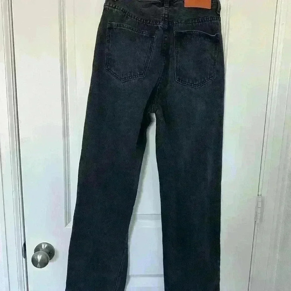 Princess Polly womens 0 black asymmetric crossover high waisted button fly jeans - Picture 6 of 13